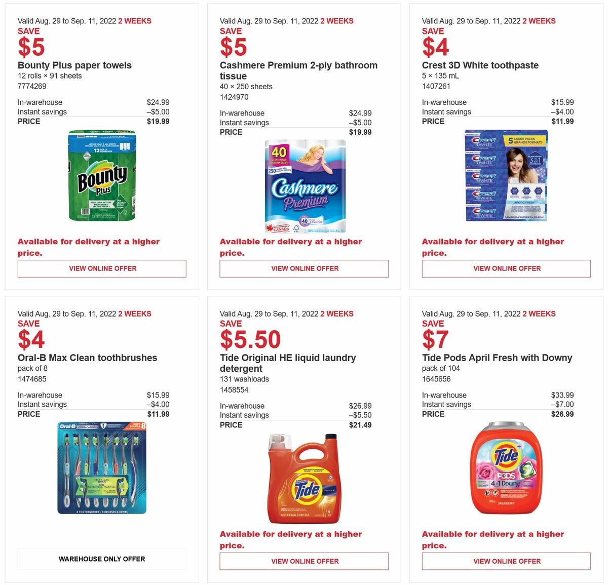 Costco Flyer from August 29