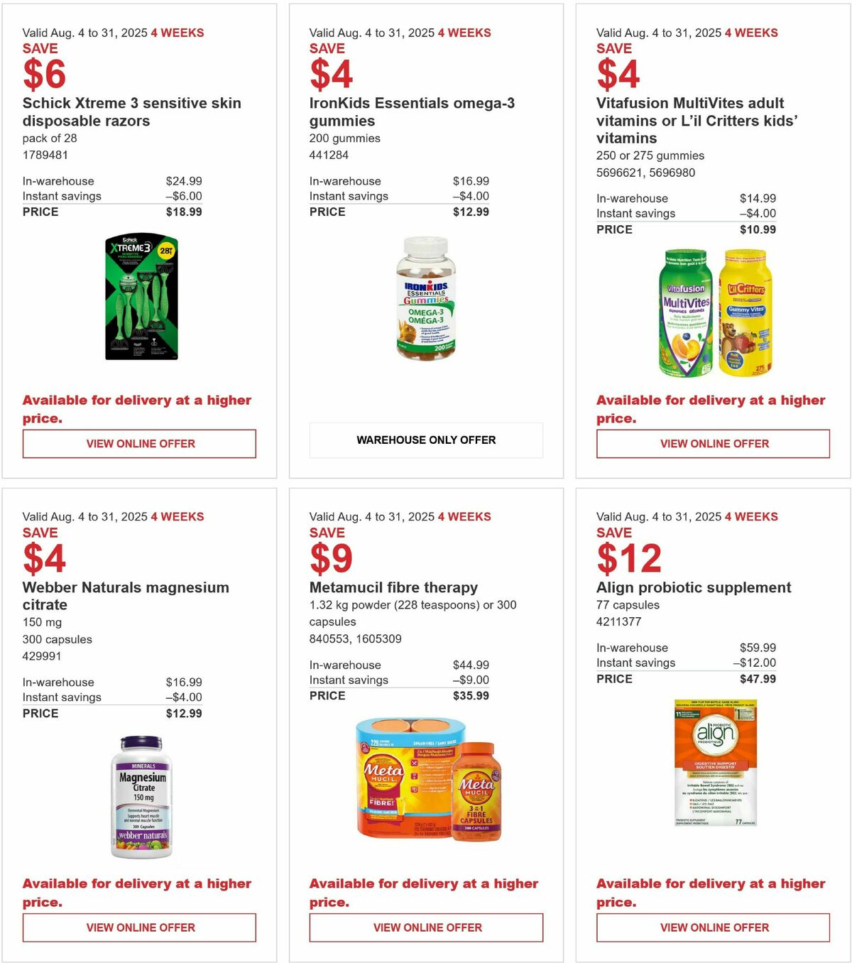 Costco Flyer from August 4