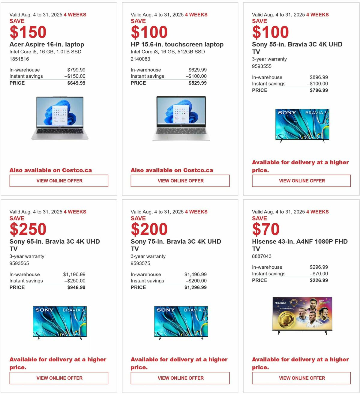 Costco Flyer from August 4