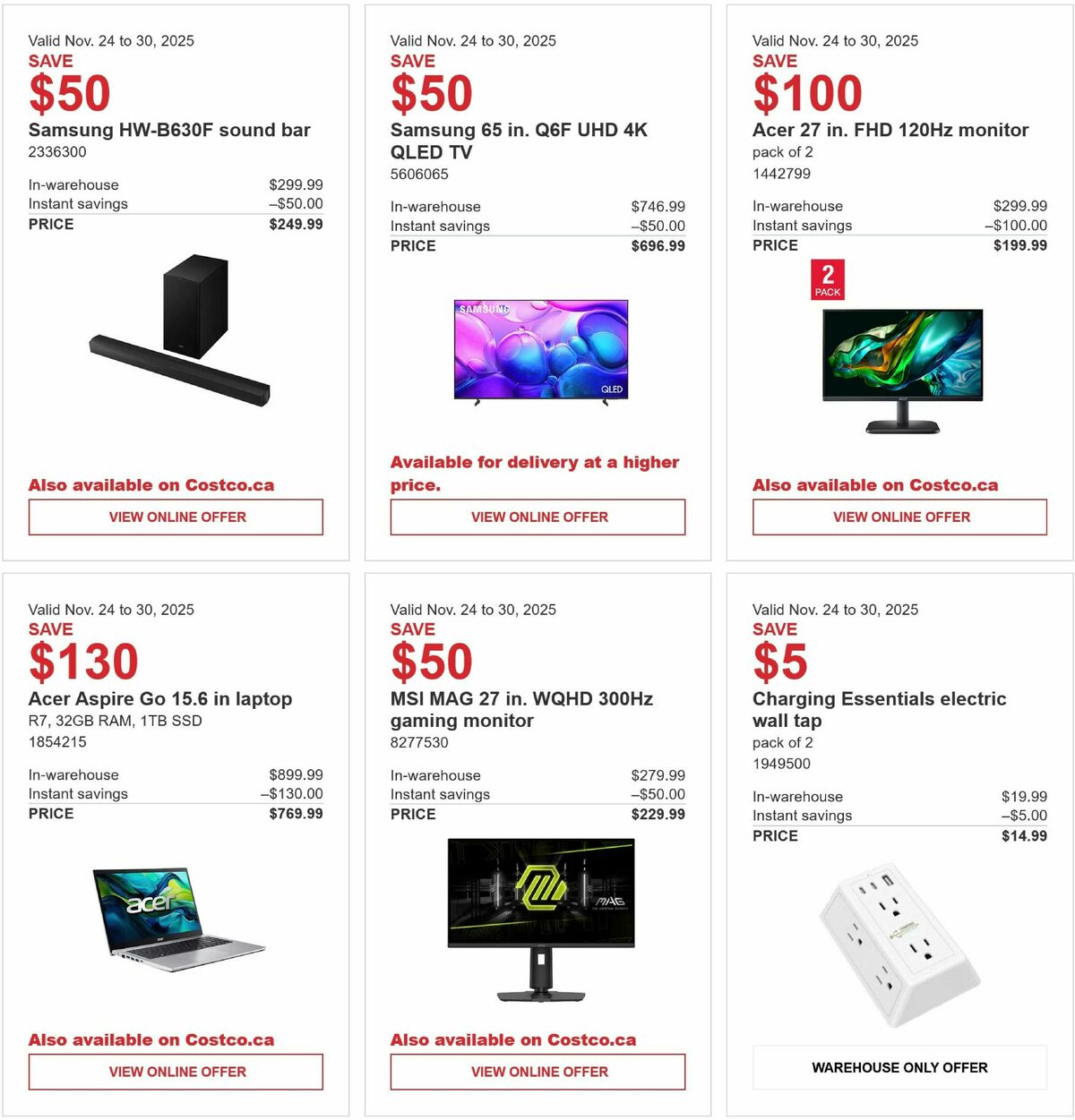 Costco Black Friday Flyer from November 24