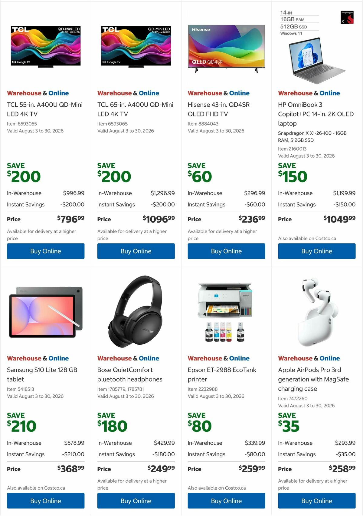 Costco Flyer from August 3