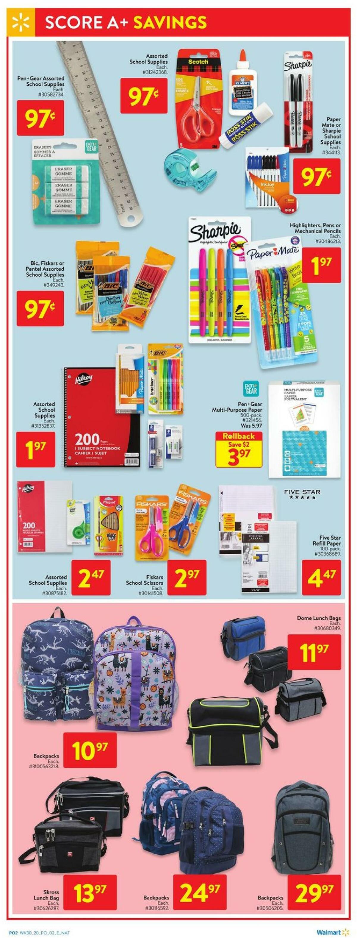 Walmart Back to School Flyer from August 20