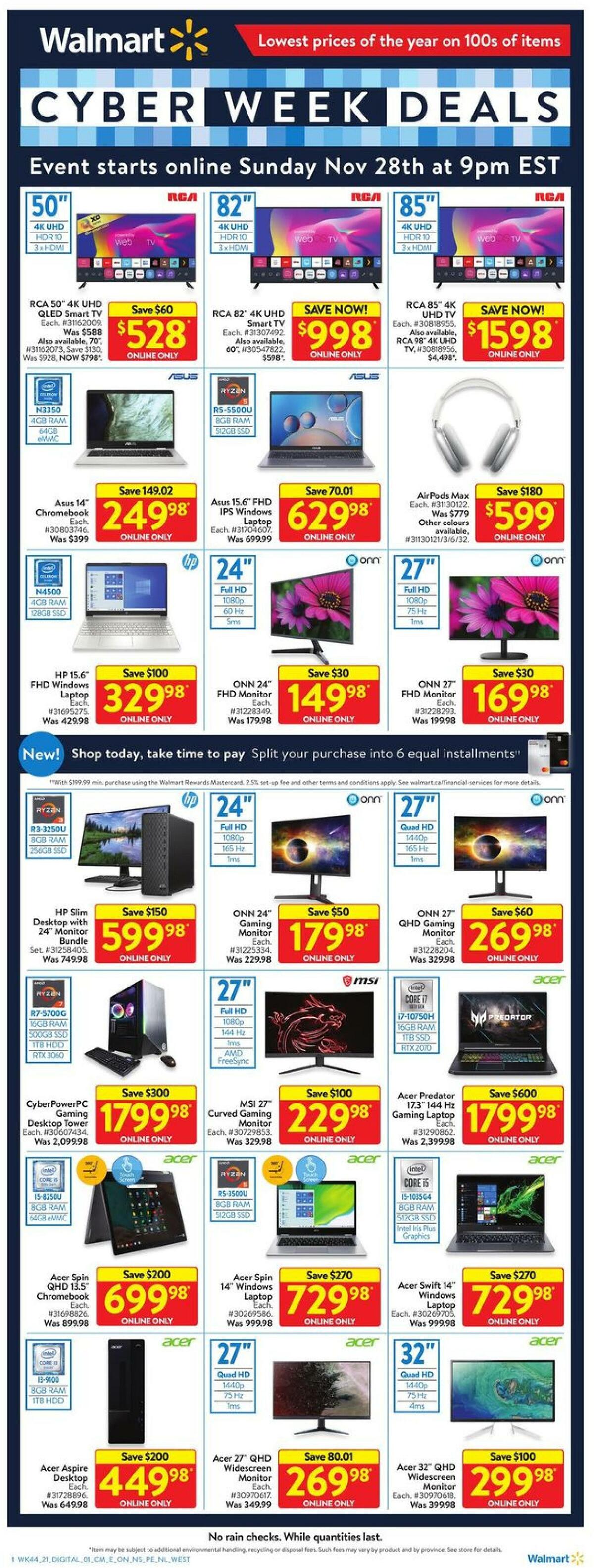 Walmart Cyber Week Deals Flyer from November 28