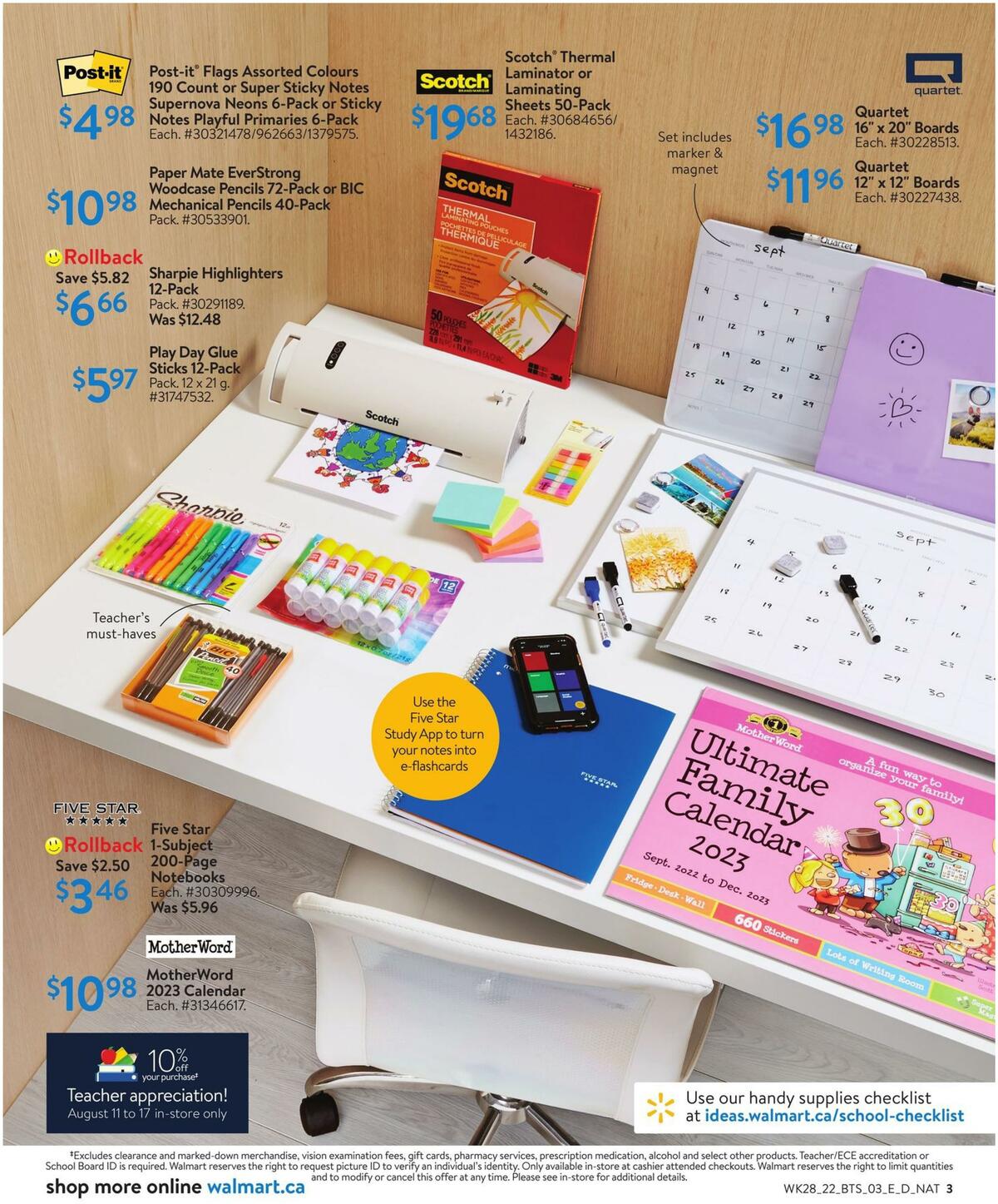Walmart Back to School Flyer from August 4
