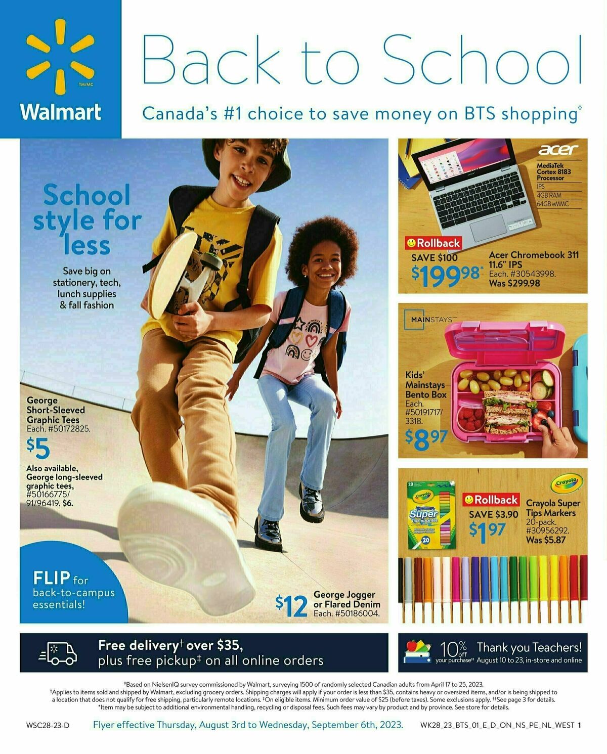 Walmart Back to School Flyer from August 3