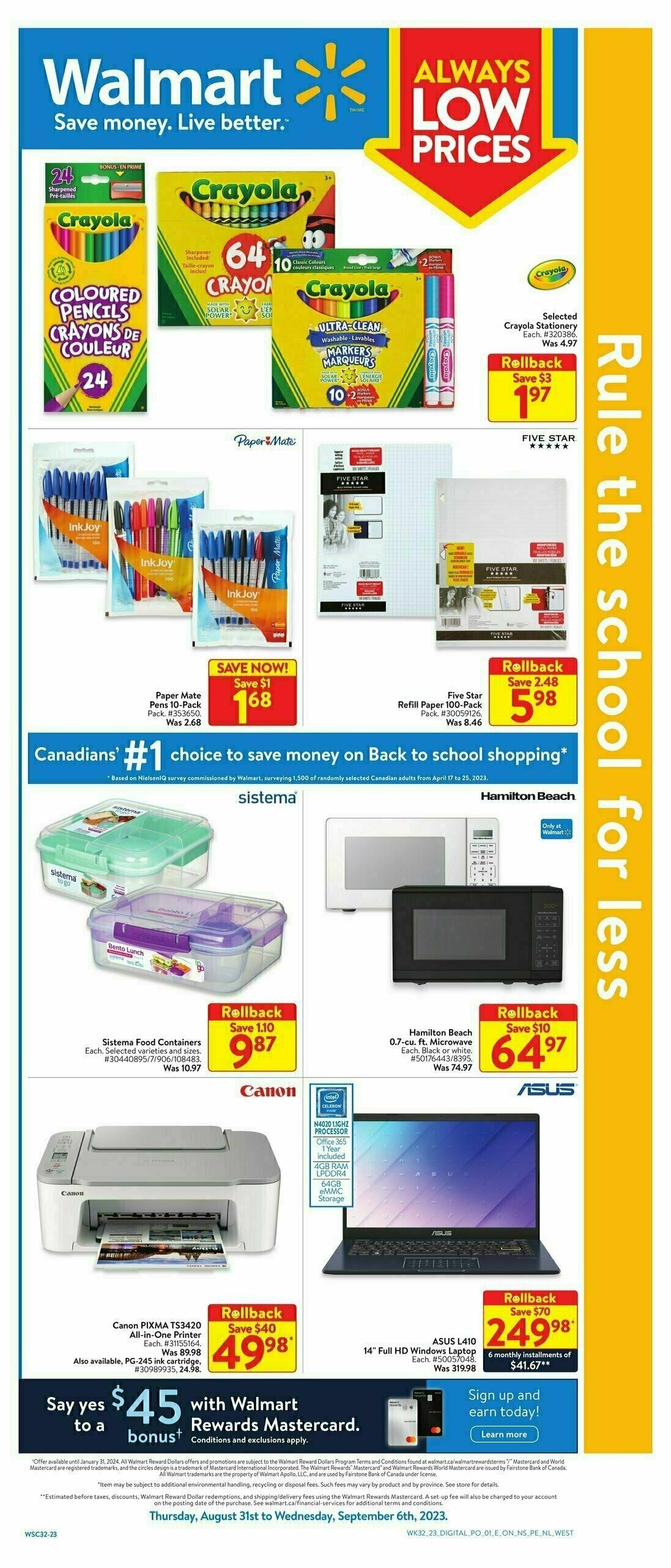 Walmart Back to school Flyer from August 31