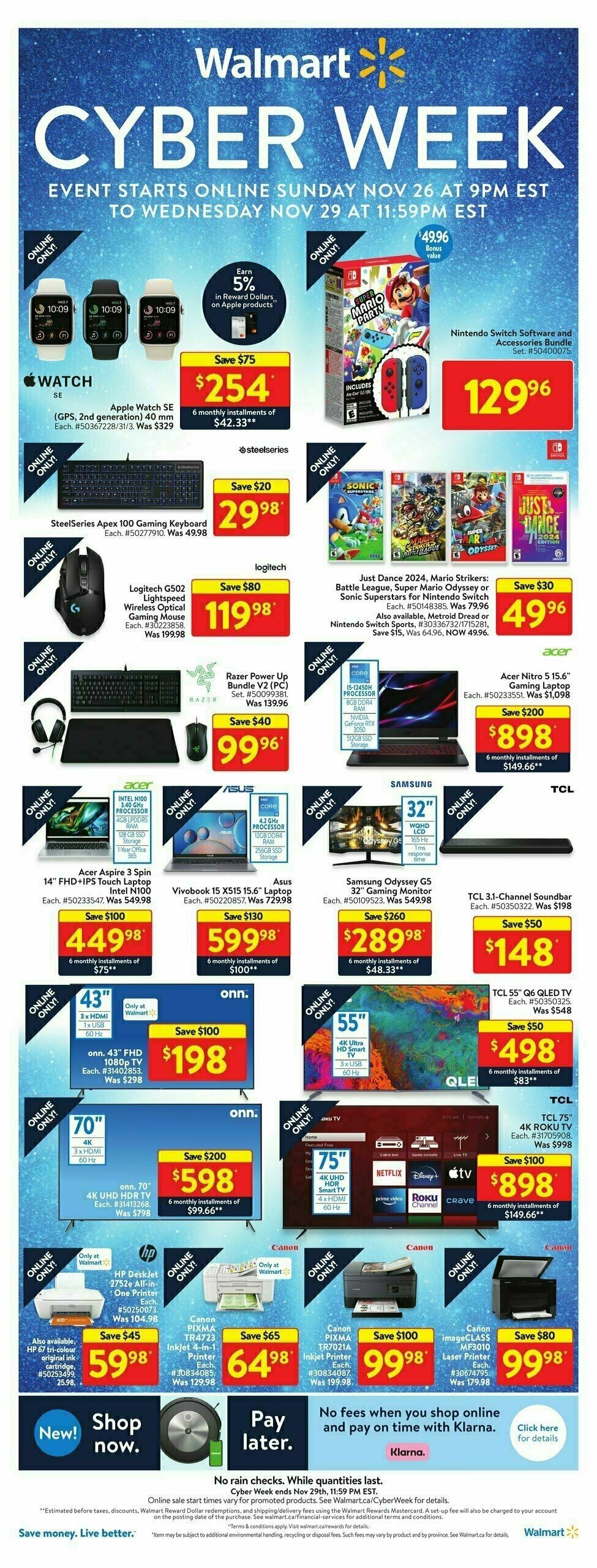 Walmart Cyber Week Flyer from November 27