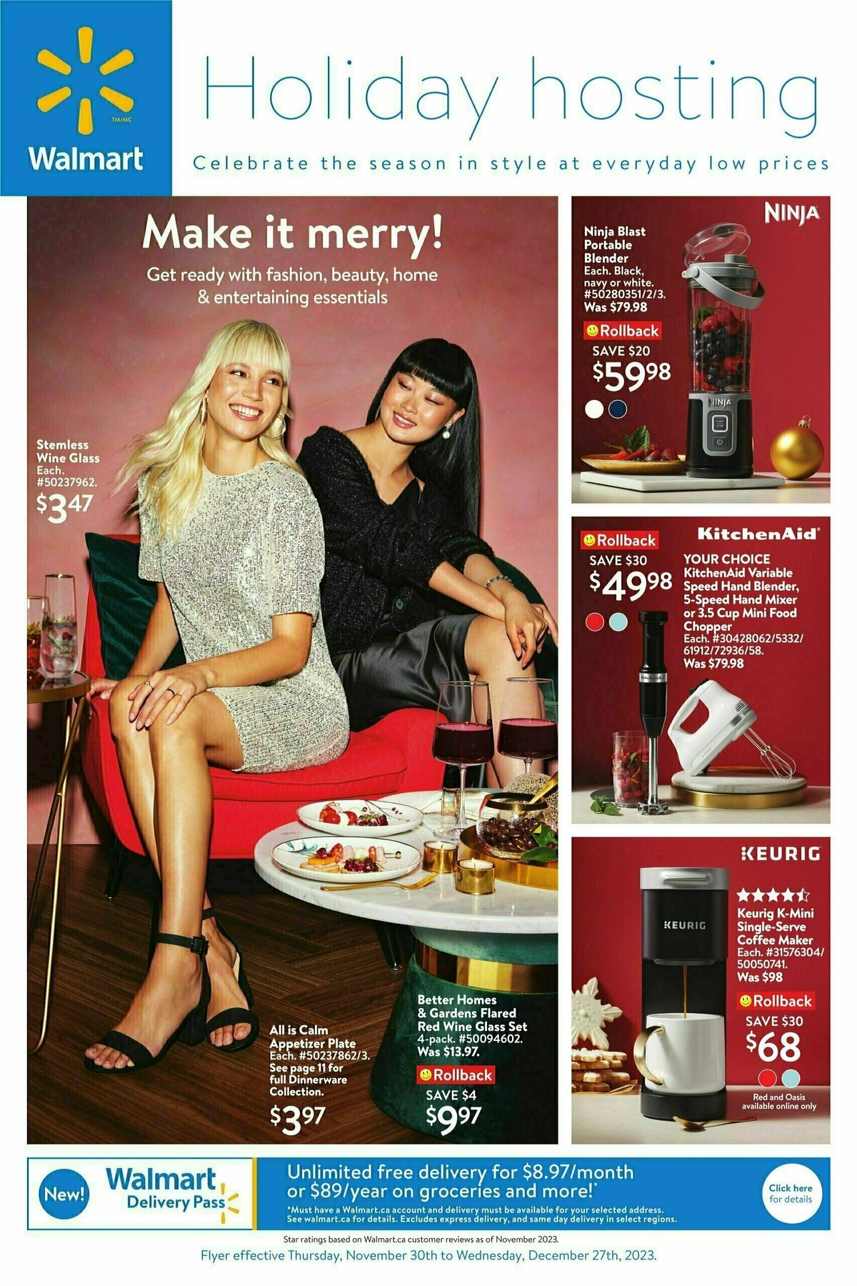 Walmart Holiday Hosting Flyer from November 30
