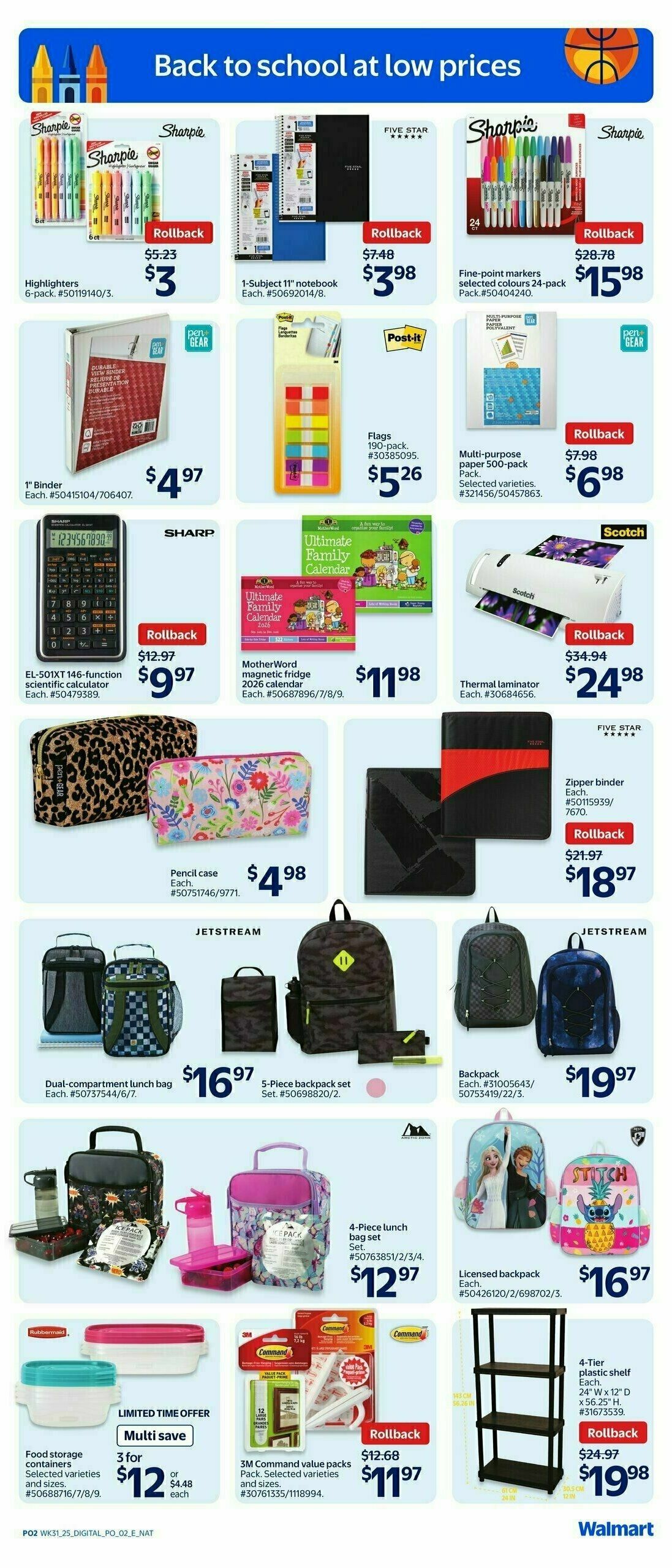 Walmart Back To School Flyer from August 28