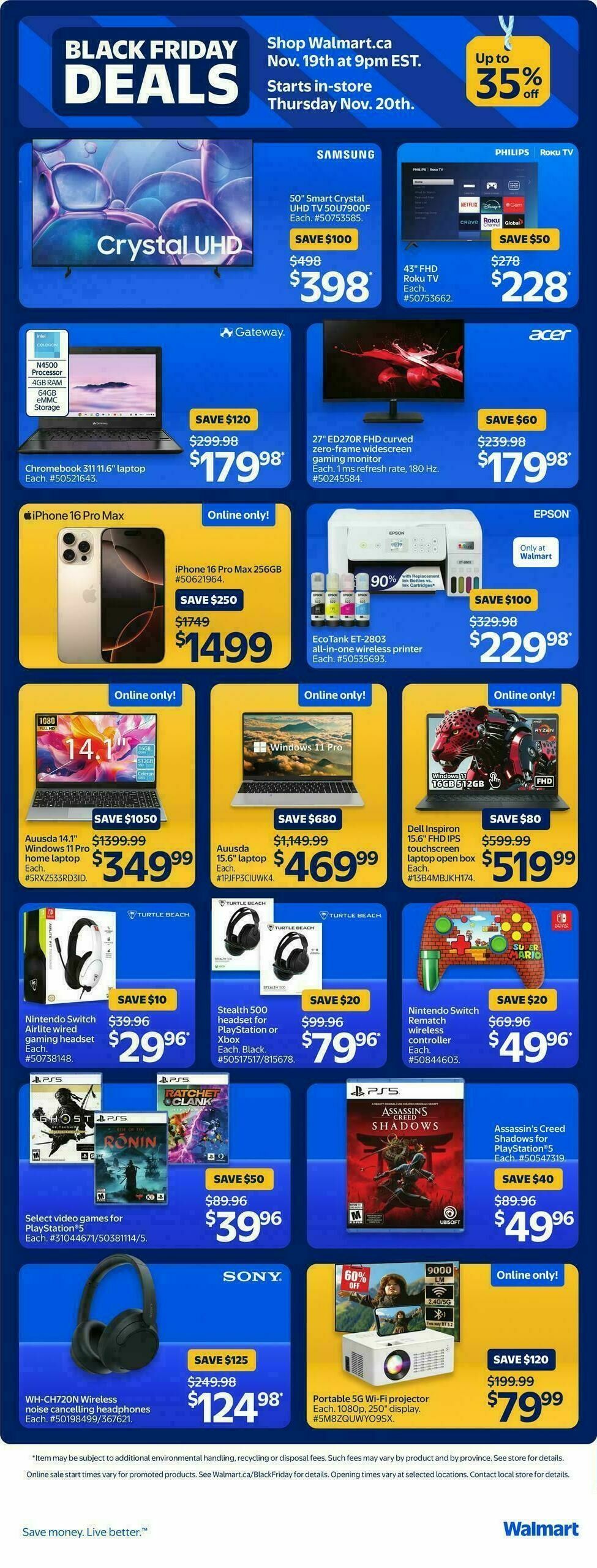 Walmart Black Friday Flyer from November 20
