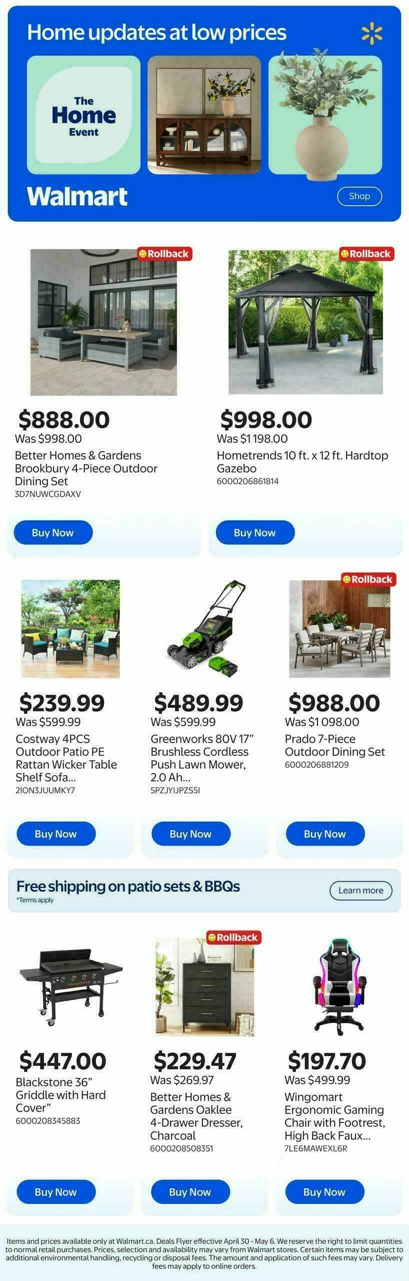 Walmart Home Event Flyer from April 30