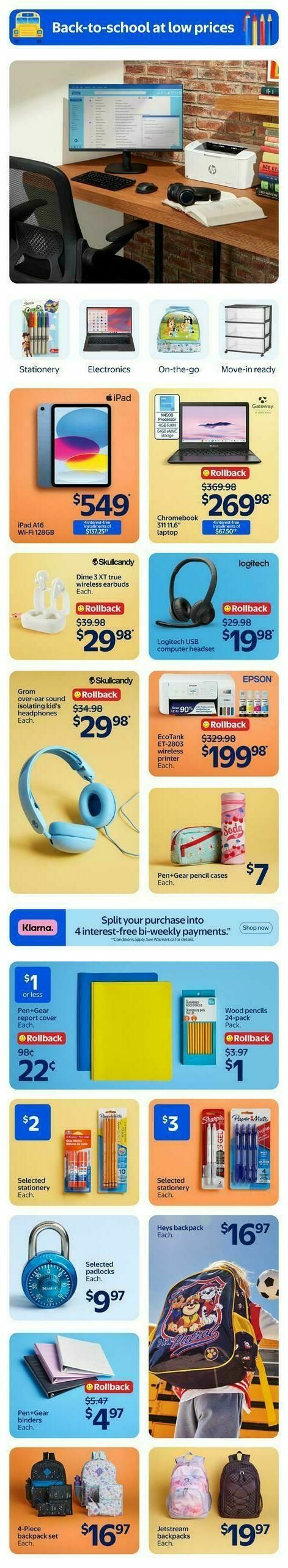 Walmart Back to School Flyer from August 6